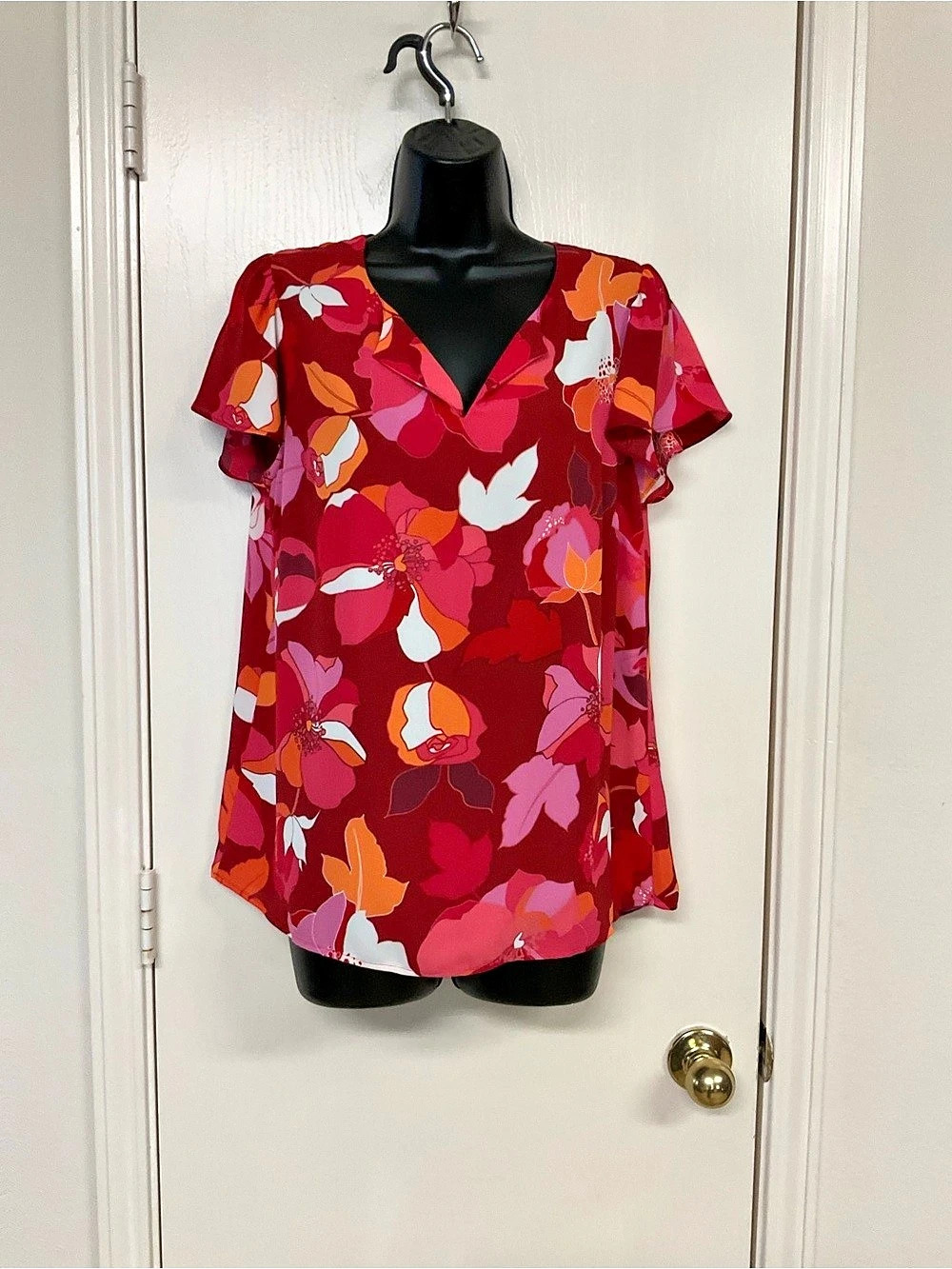My Danielle Floral Blouse in Red & Pink